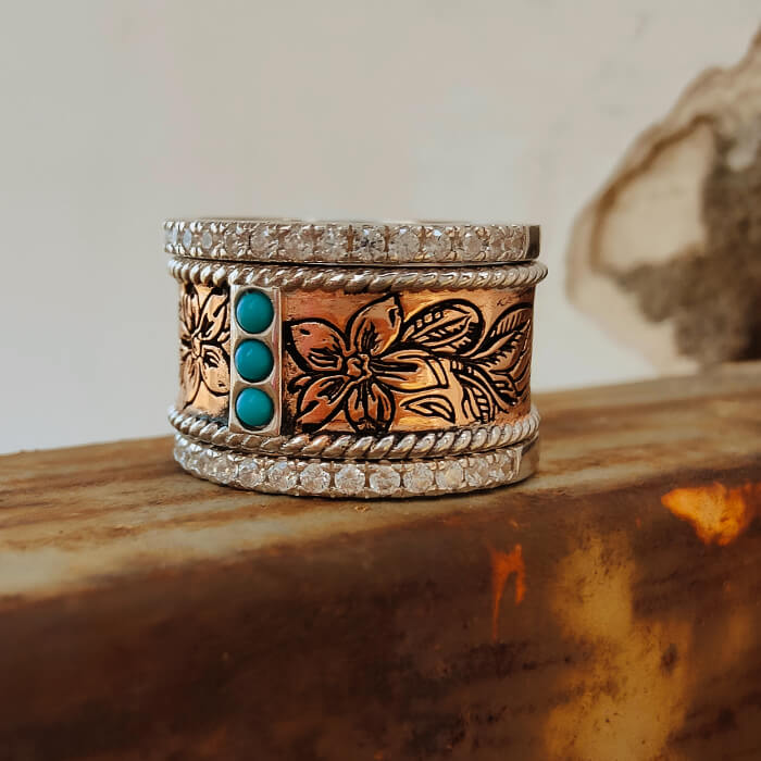 3pc Zircon Edge Rose Gold Western Wedding Bands Women