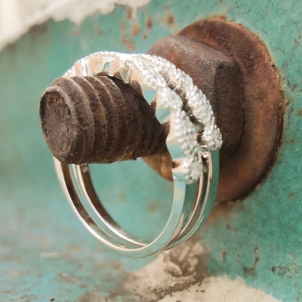 Sterling Silver Vintage Diamond Band Ring