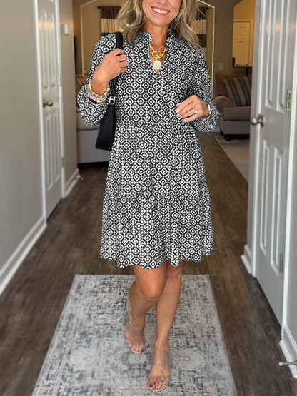 NEW🔥 V Neck Vintage Printed Dress