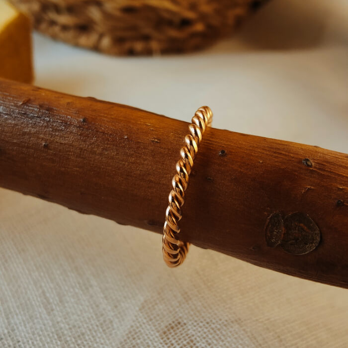 Rose Gold Steel Twist Band Ring
