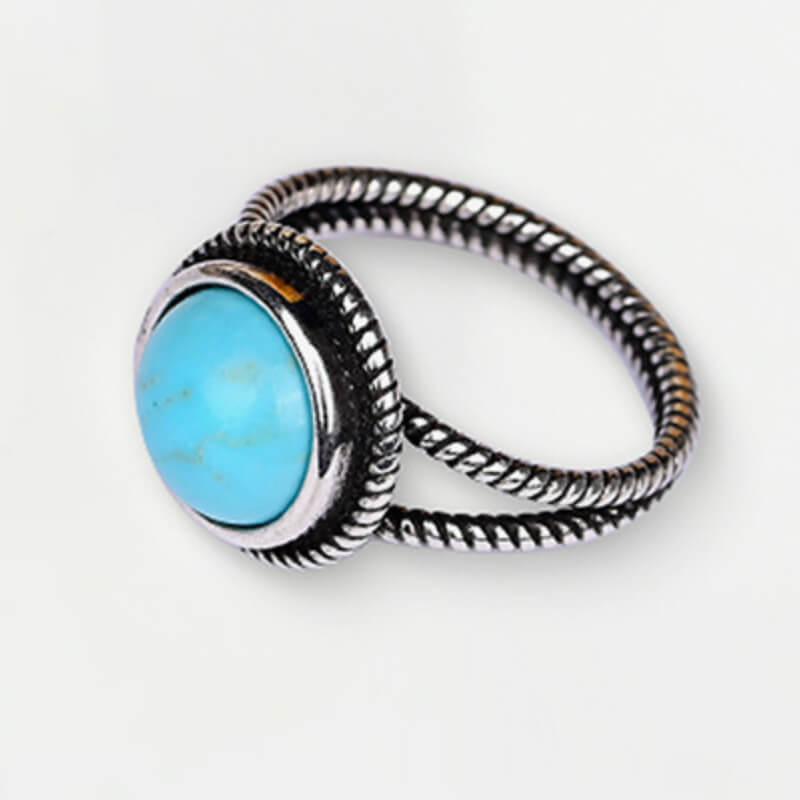 Women Western Round Turquoise Ring