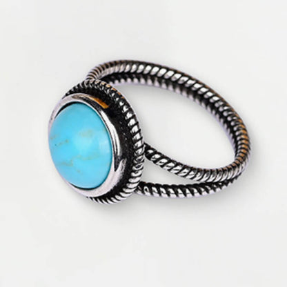 Women Western Round Turquoise Ring