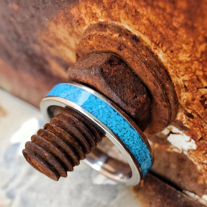 4mm Steel Turquoise Minimalism Band Ring