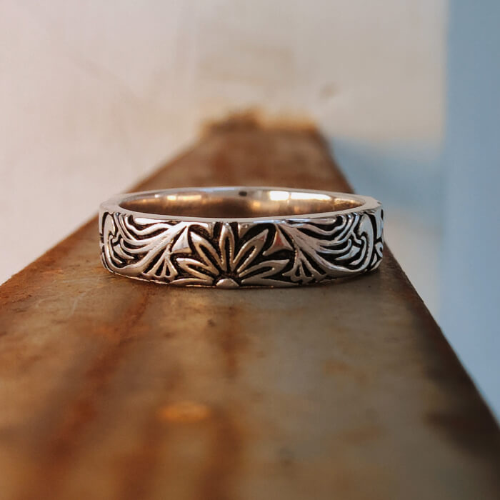 5mm Flower Womens Western Wedding Bands