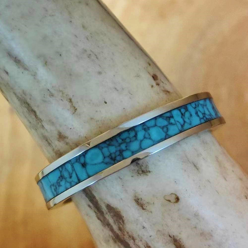 4mm Turquoise Steel Band Ring