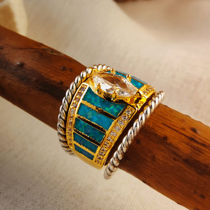 Luxury 18K Gold Opal Engagement Ring