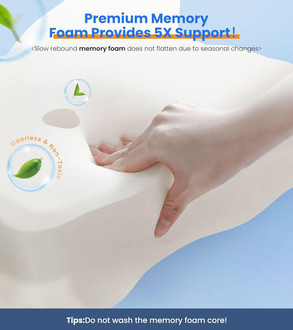 Adjustable Cervical Pillow Cozy Sleeping, Odorless Ergonomic Contour Memory Foam Pillows