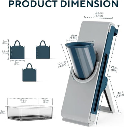 Last Day 50% OFF🔥-Eletronova Safe Mandoline Food Slicer, Vegetable Slicer for Kitchen, Mandoline Potato Slicer