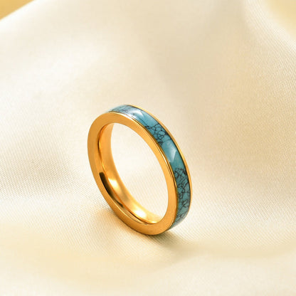 4mm Turquoise Steel Band Ring