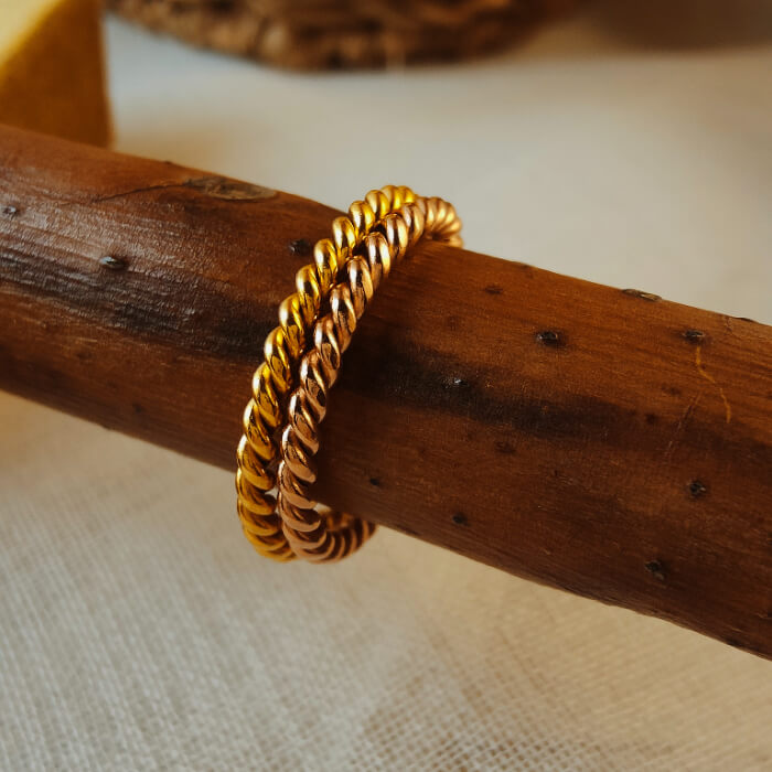 Rose Gold Steel Twist Band Ring