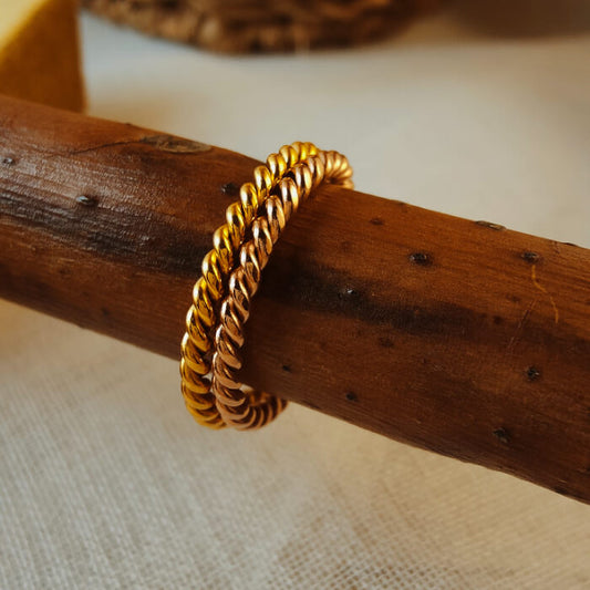 Rose Gold Steel Twist Band Ring