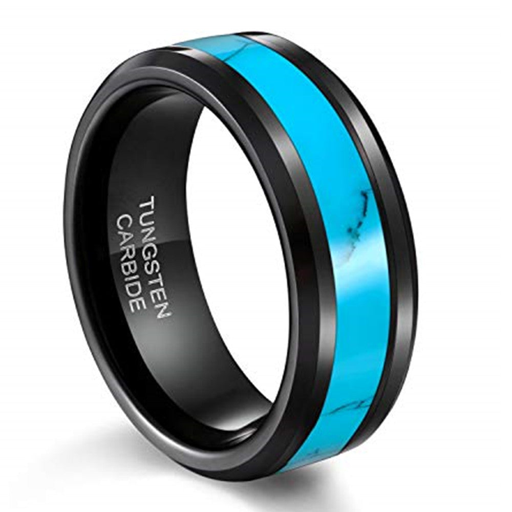 Turquoise Mens Black Band Ring