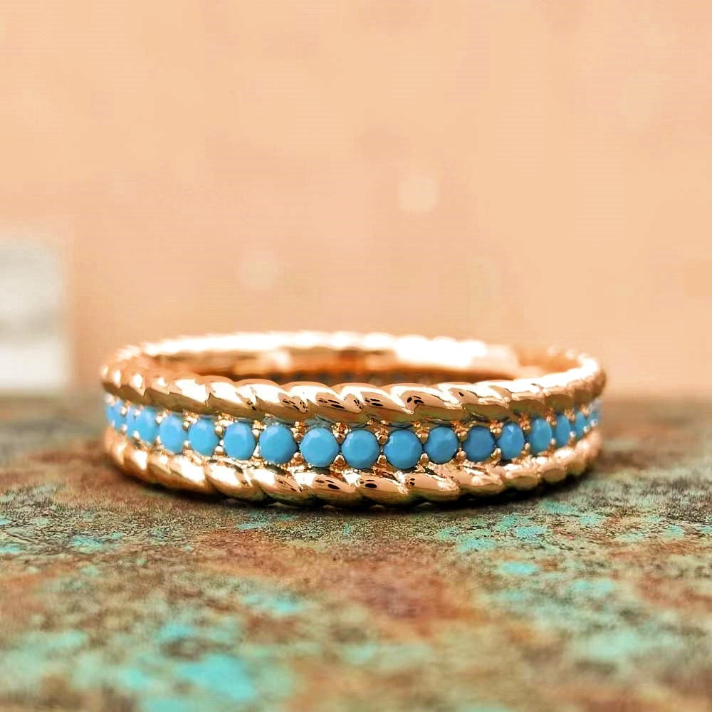 Turquoise Twist Band Ring