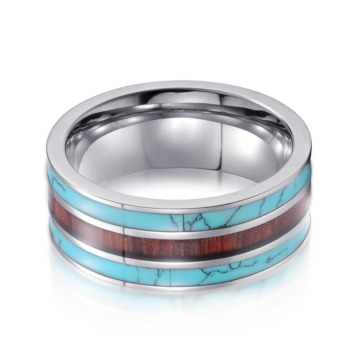 Turquoise Stainless steel Band Rings