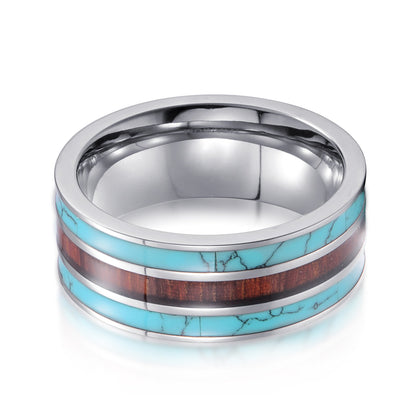 Turquoise Stainless steel Band Rings