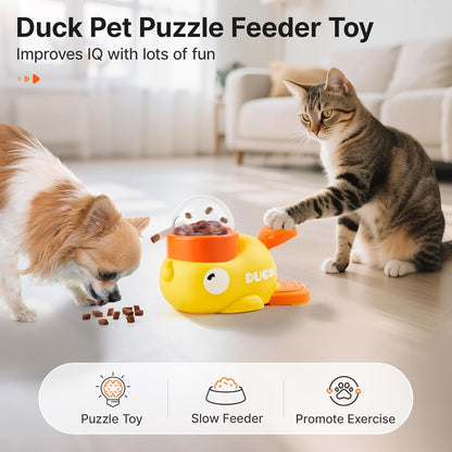 🎉Last Day 50% OFF⏰️ Puzzle Treat Dispenser, Interactive Duck-Shaped Enrichment Toy for Cats and Dogs