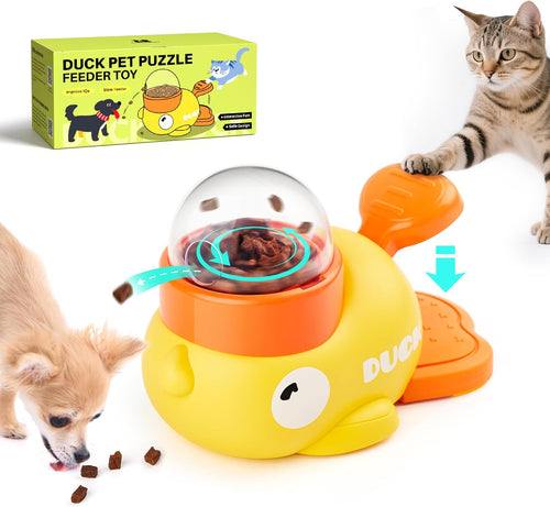 🎉Last Day 50% OFF⏰️ Puzzle Treat Dispenser, Interactive Duck-Shaped Enrichment Toy for Cats and Dogs