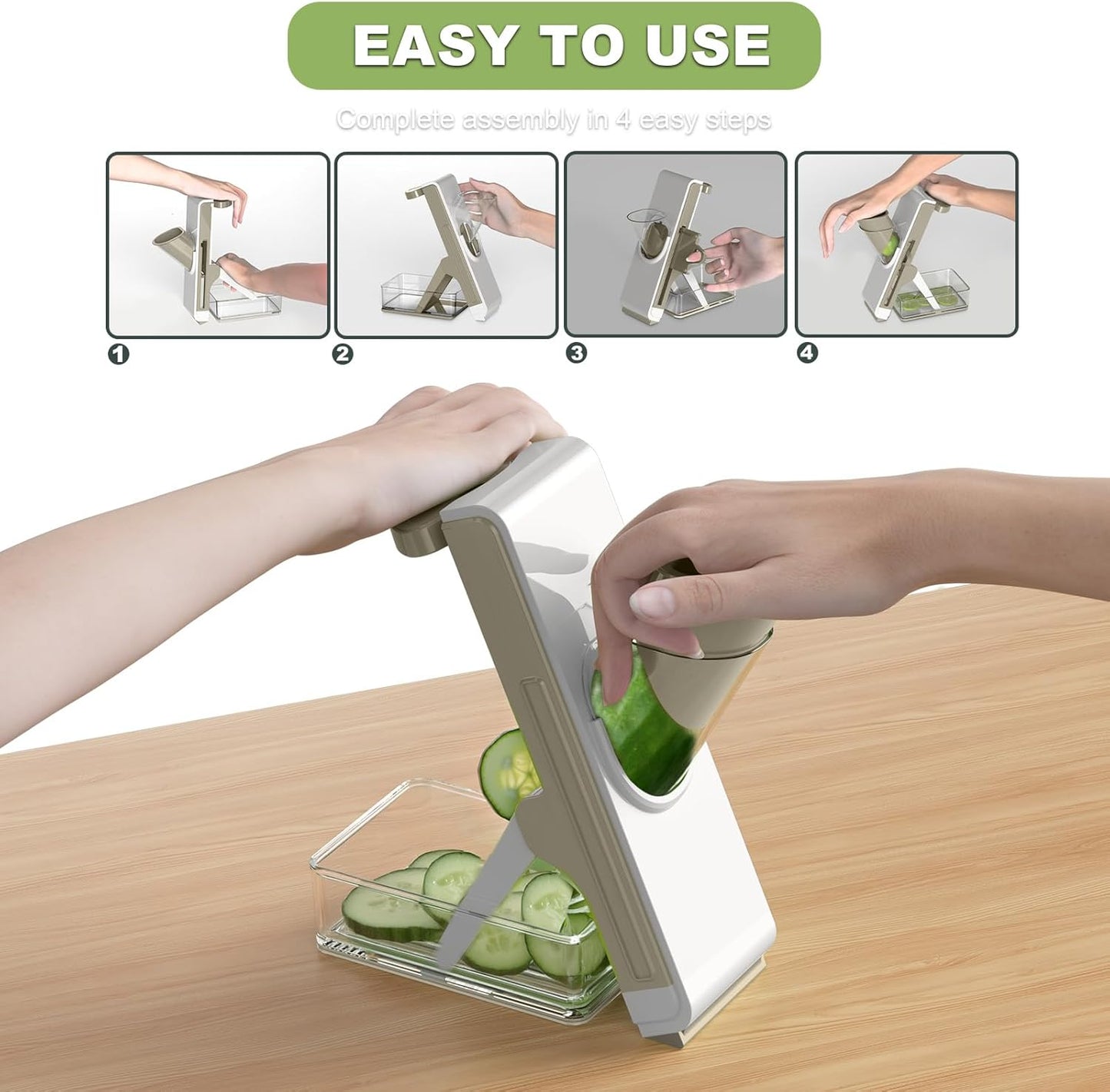 Last Day 50% OFF🔥-Eletronova Safe Mandoline Food Slicer, Vegetable Slicer for Kitchen, Mandoline Potato Slicer