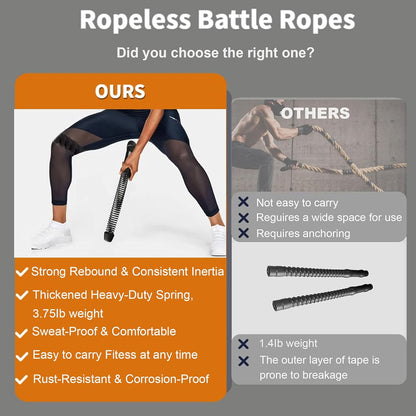 Ropeless Battle Ropes for Home Gym-Cordless Training Rope Fitness Equipment for Men & Women