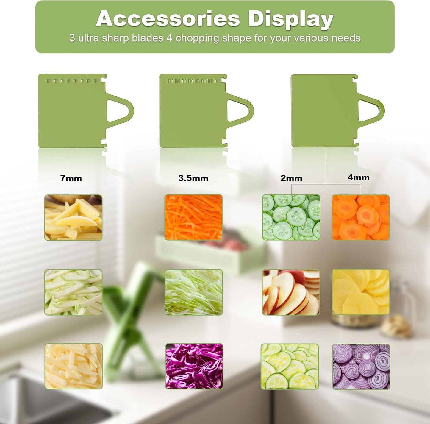 Last Day 50% OFF🔥-Eletronova Safe Mandoline Food Slicer, Vegetable Slicer for Kitchen, Mandoline Potato Slicer