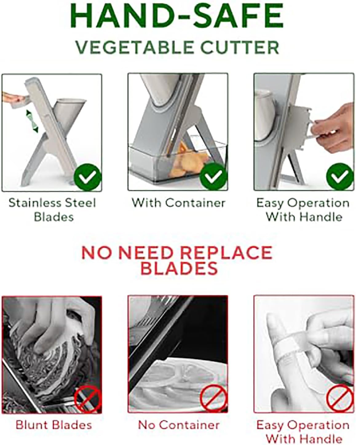 Last Day 50% OFF🔥-Eletronova Safe Mandoline Food Slicer, Vegetable Slicer for Kitchen, Mandoline Potato Slicer