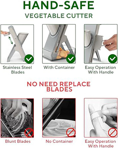 Last Day 50% OFF🔥-Eletronova Safe Mandoline Food Slicer, Vegetable Slicer for Kitchen, Mandoline Potato Slicer