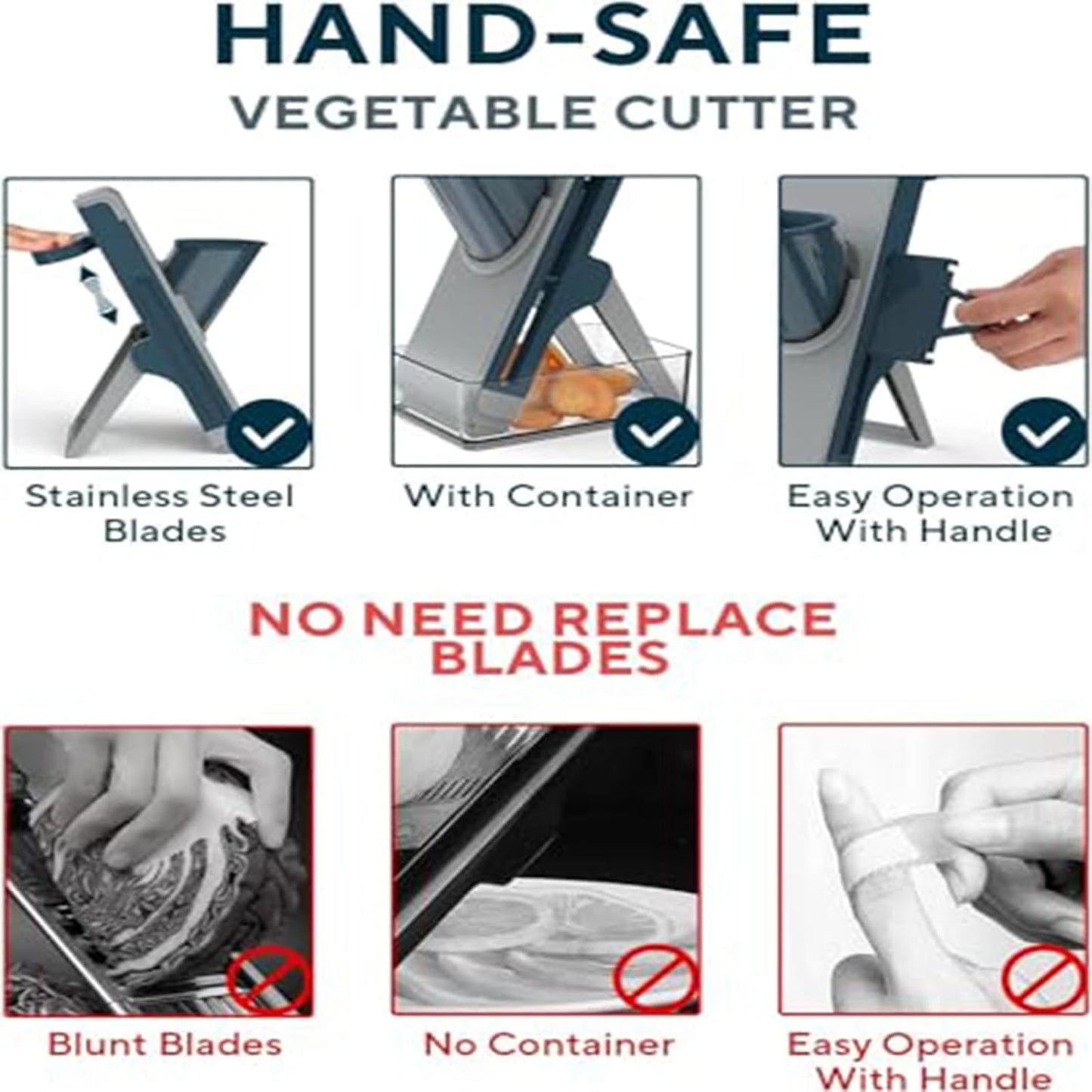 Last Day 50% OFF🔥-Eletronova Safe Mandoline Food Slicer, Vegetable Slicer for Kitchen, Mandoline Potato Slicer