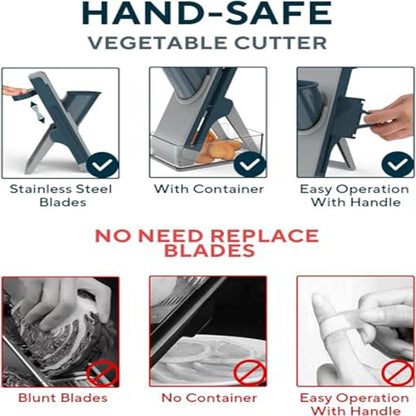 Last Day 50% OFF🔥-Eletronova Safe Mandoline Food Slicer, Vegetable Slicer for Kitchen, Mandoline Potato Slicer