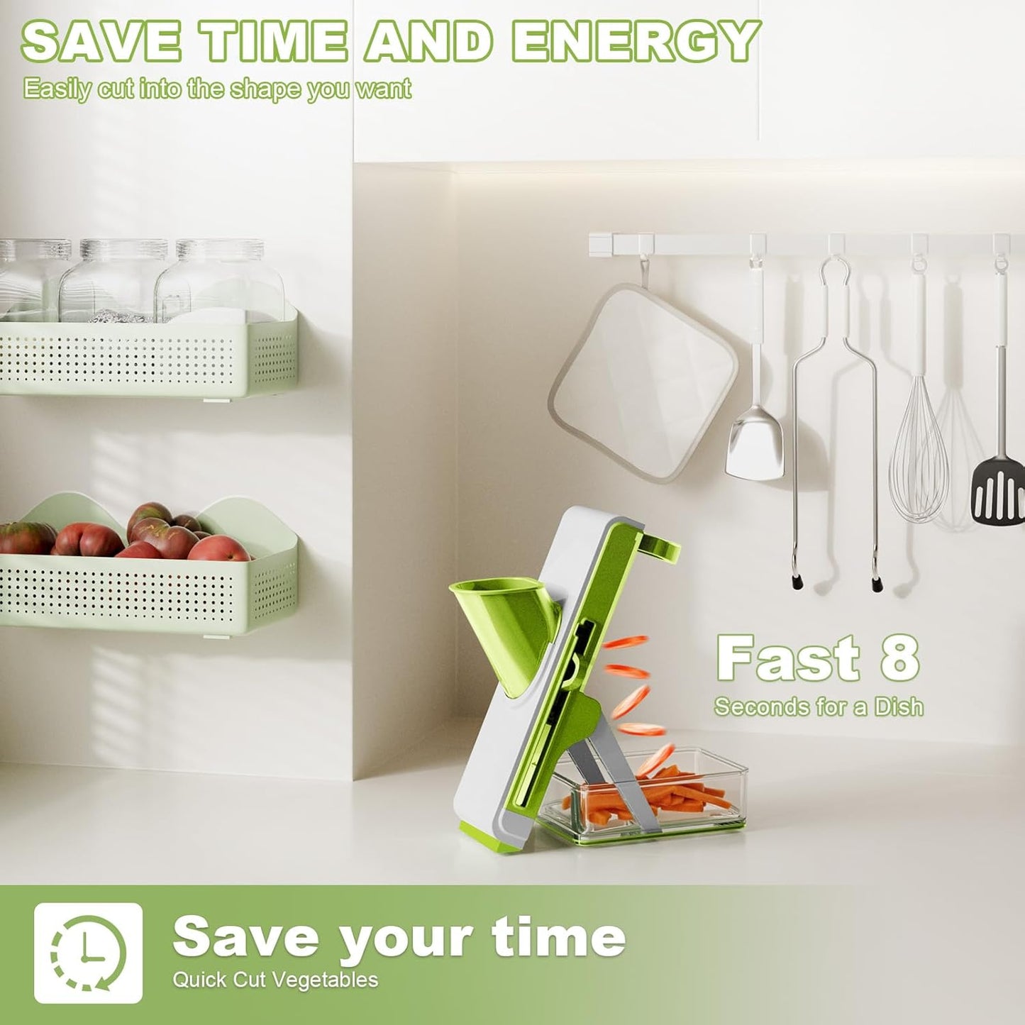 Last Day 50% OFF🔥-Eletronova Safe Mandoline Food Slicer, Vegetable Slicer for Kitchen, Mandoline Potato Slicer