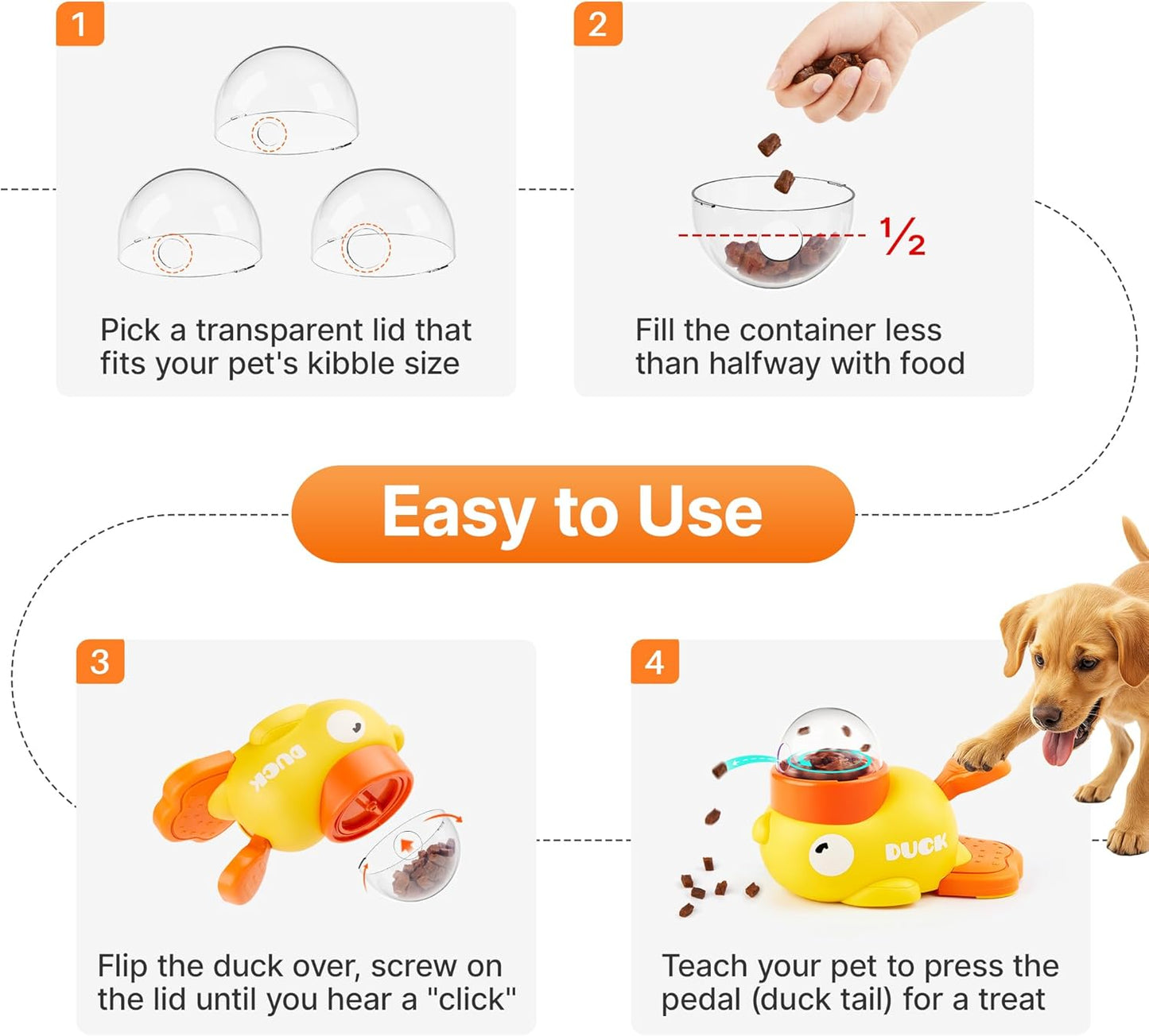 🎉Last Day 50% OFF⏰️ Puzzle Treat Dispenser, Interactive Duck-Shaped Enrichment Toy for Cats and Dogs
