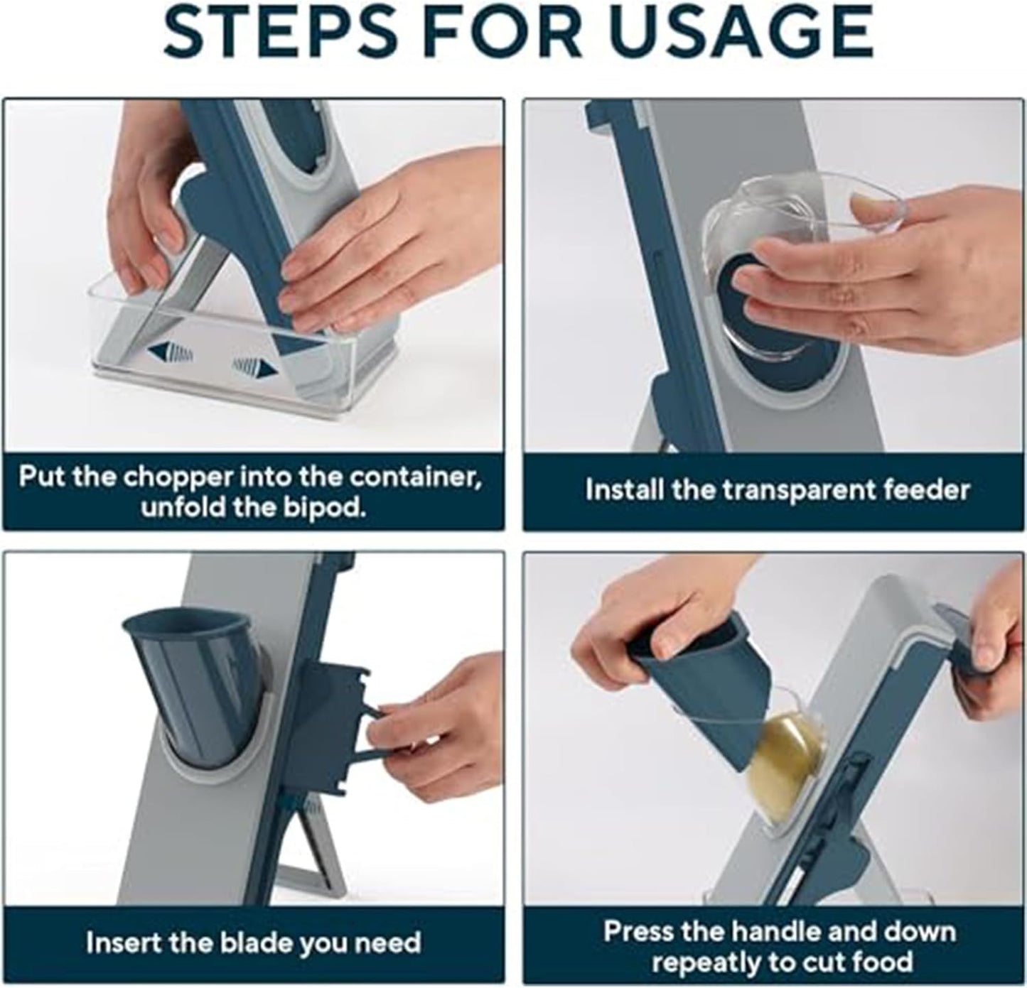 Last Day 50% OFF🔥-Eletronova Safe Mandoline Food Slicer, Vegetable Slicer for Kitchen, Mandoline Potato Slicer