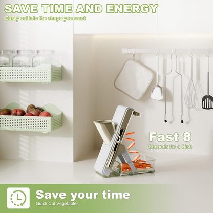 Last Day 50% OFF🔥-Eletronova Safe Mandoline Food Slicer, Vegetable Slicer for Kitchen, Mandoline Potato Slicer