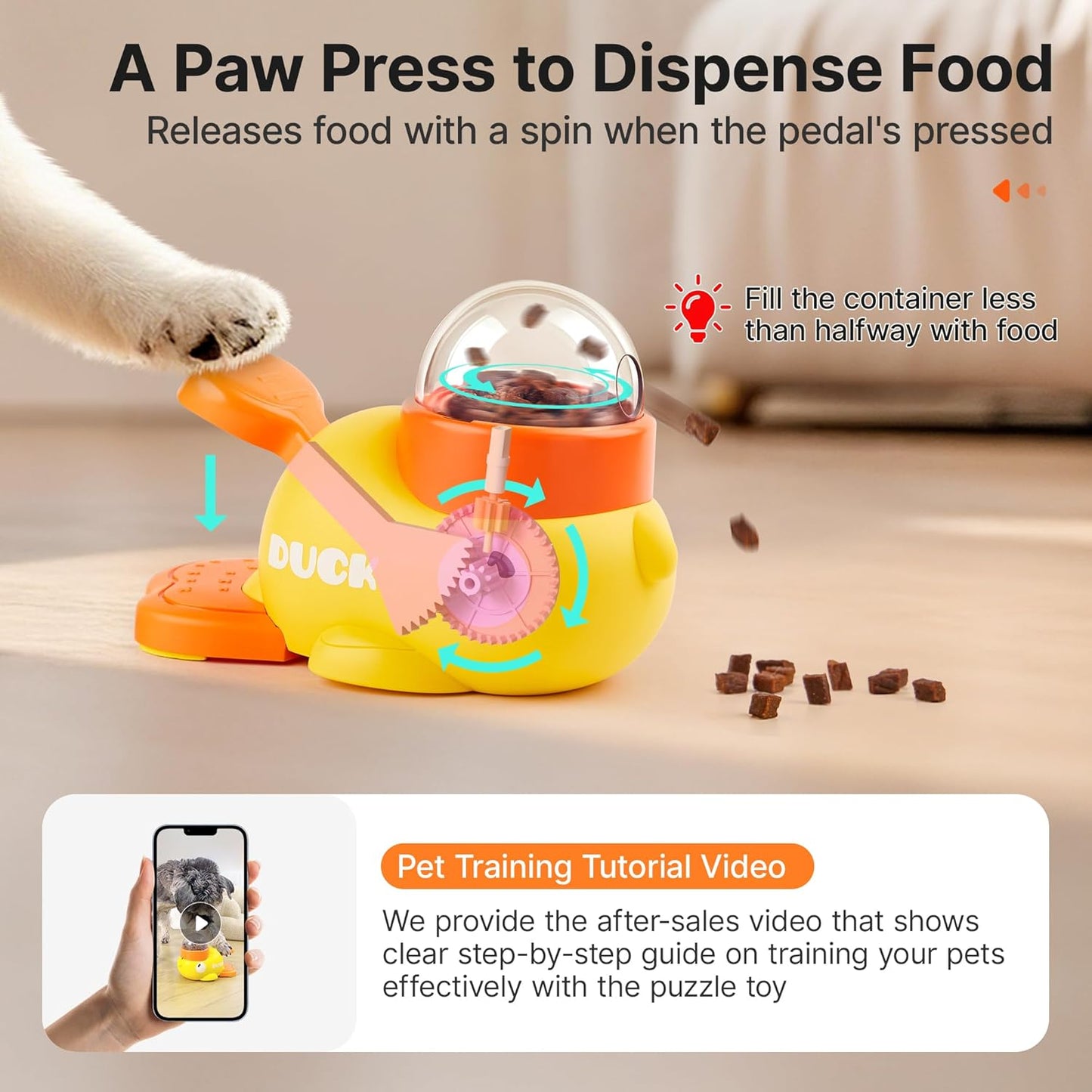 🎉Last Day 50% OFF⏰️ Puzzle Treat Dispenser, Interactive Duck-Shaped Enrichment Toy for Cats and Dogs