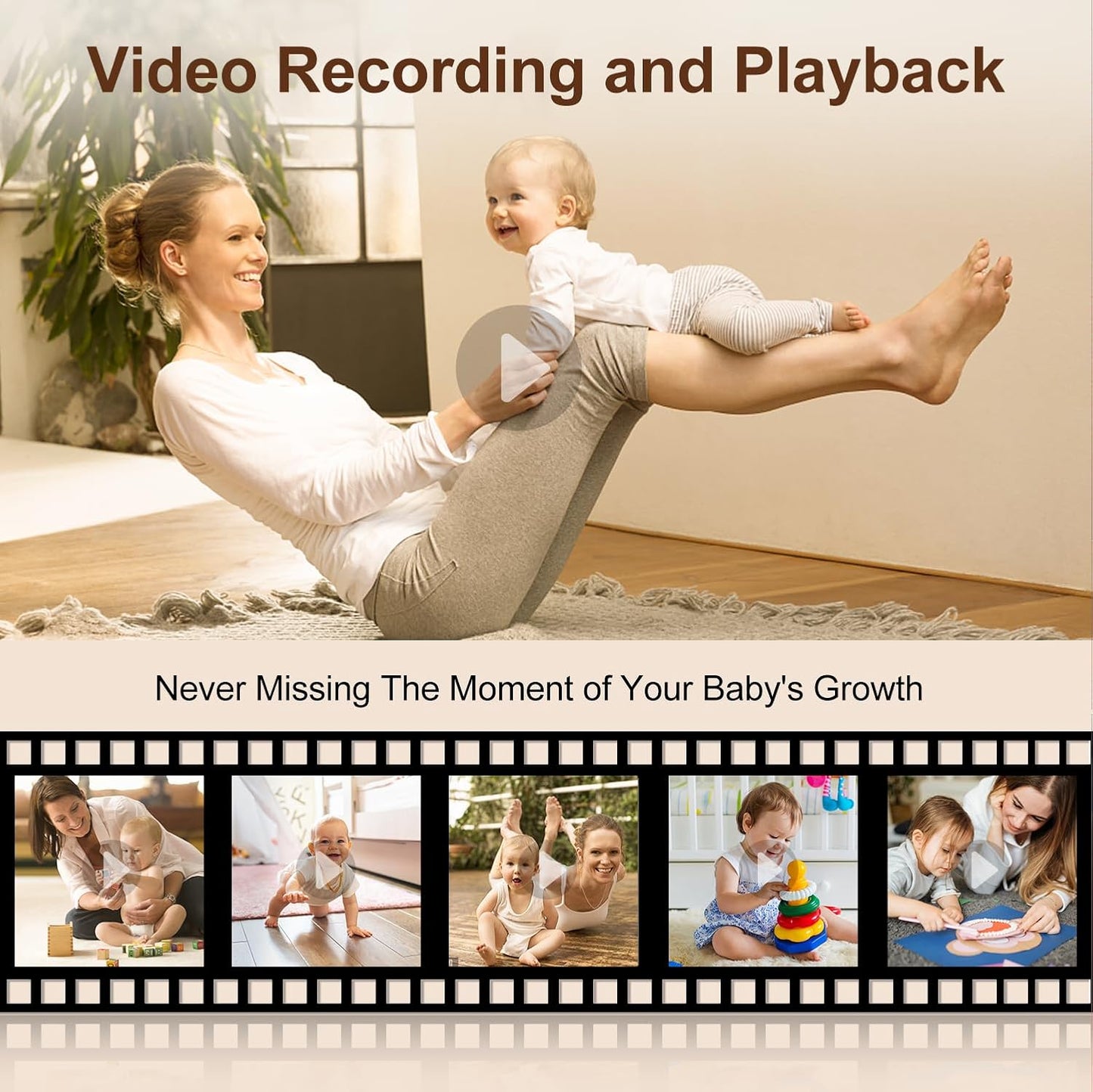 DEASON No WiFi Baby Monitor with Camera and Audio, Early Education and White Noise 64G TF Card 5" Screen 1080P Video 2-Way Talk, Sound & Temp Alarm, Night Vision and 1200ft Range