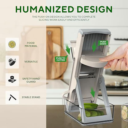 Last Day 50% OFF🔥-Eletronova Safe Mandoline Food Slicer, Vegetable Slicer for Kitchen, Mandoline Potato Slicer