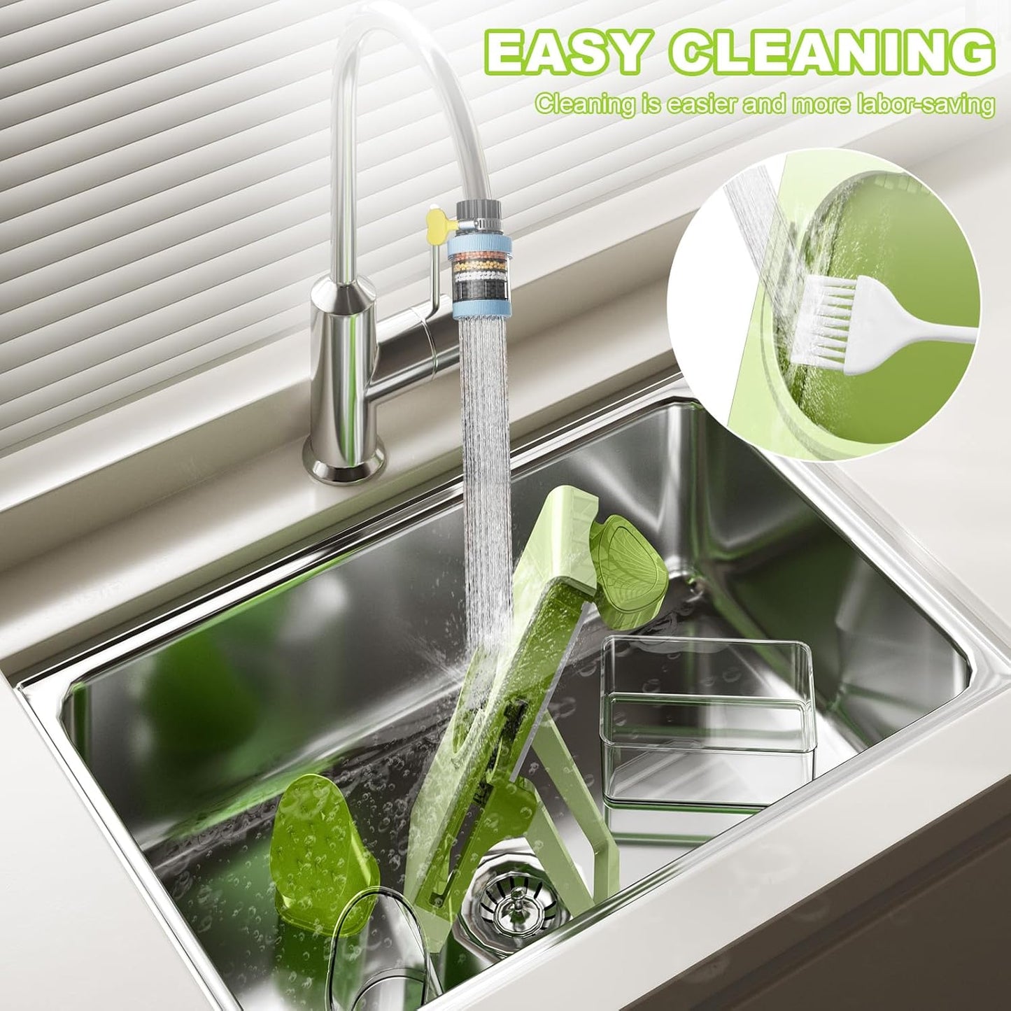 Last Day 50% OFF🔥-Eletronova Safe Mandoline Food Slicer, Vegetable Slicer for Kitchen, Mandoline Potato Slicer