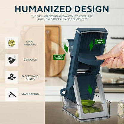 Last Day 50% OFF🔥-Eletronova Safe Mandoline Food Slicer, Vegetable Slicer for Kitchen, Mandoline Potato Slicer