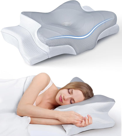 Adjustable Cervical Pillow Cozy Sleeping, Odorless Ergonomic Contour Memory Foam Pillows