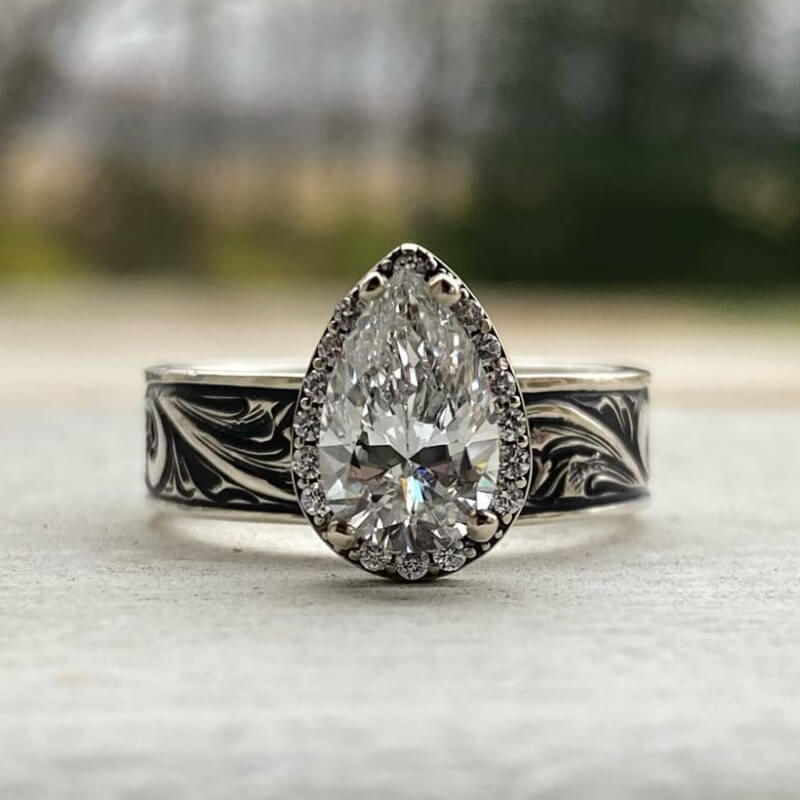 Women Flower Pear Cut Western Diamond Ring