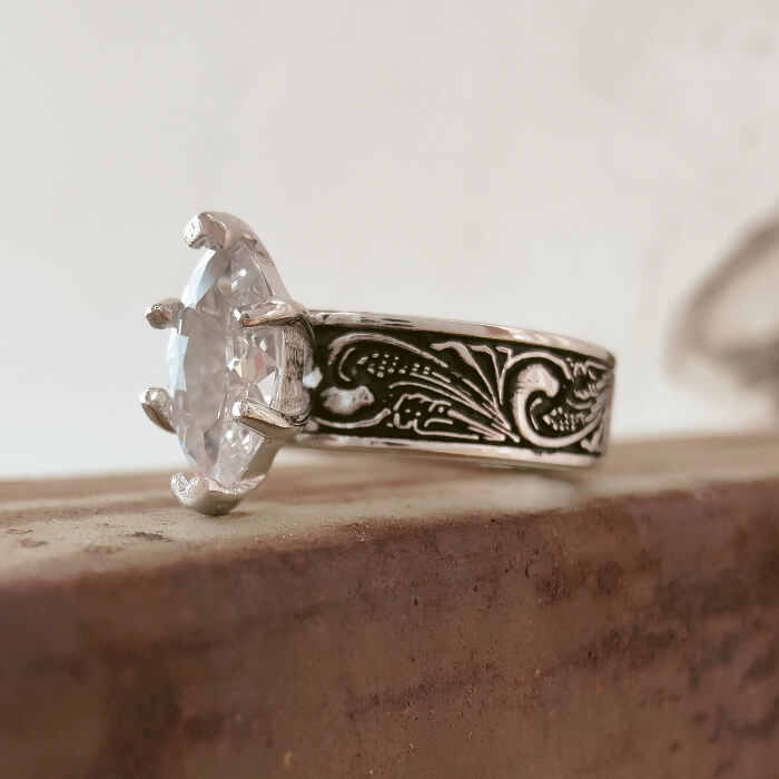 Women Flower Marquise Cut Western Diamond Rings