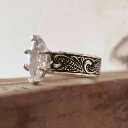 Women Flower Marquise Cut Western Diamond Rings