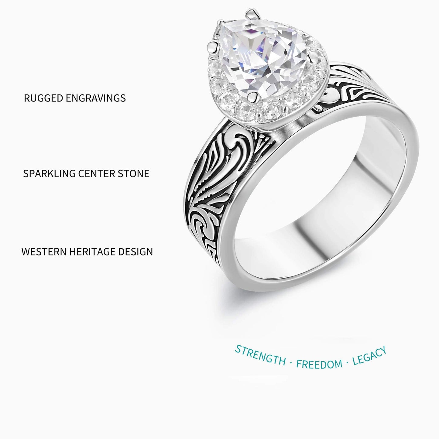 Women Flower Pear Cut Western Diamond Ring