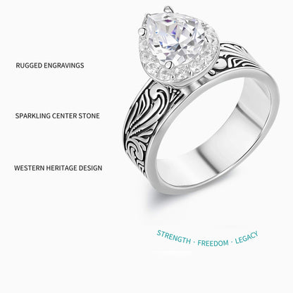 Women Flower Pear Cut Western Diamond Ring