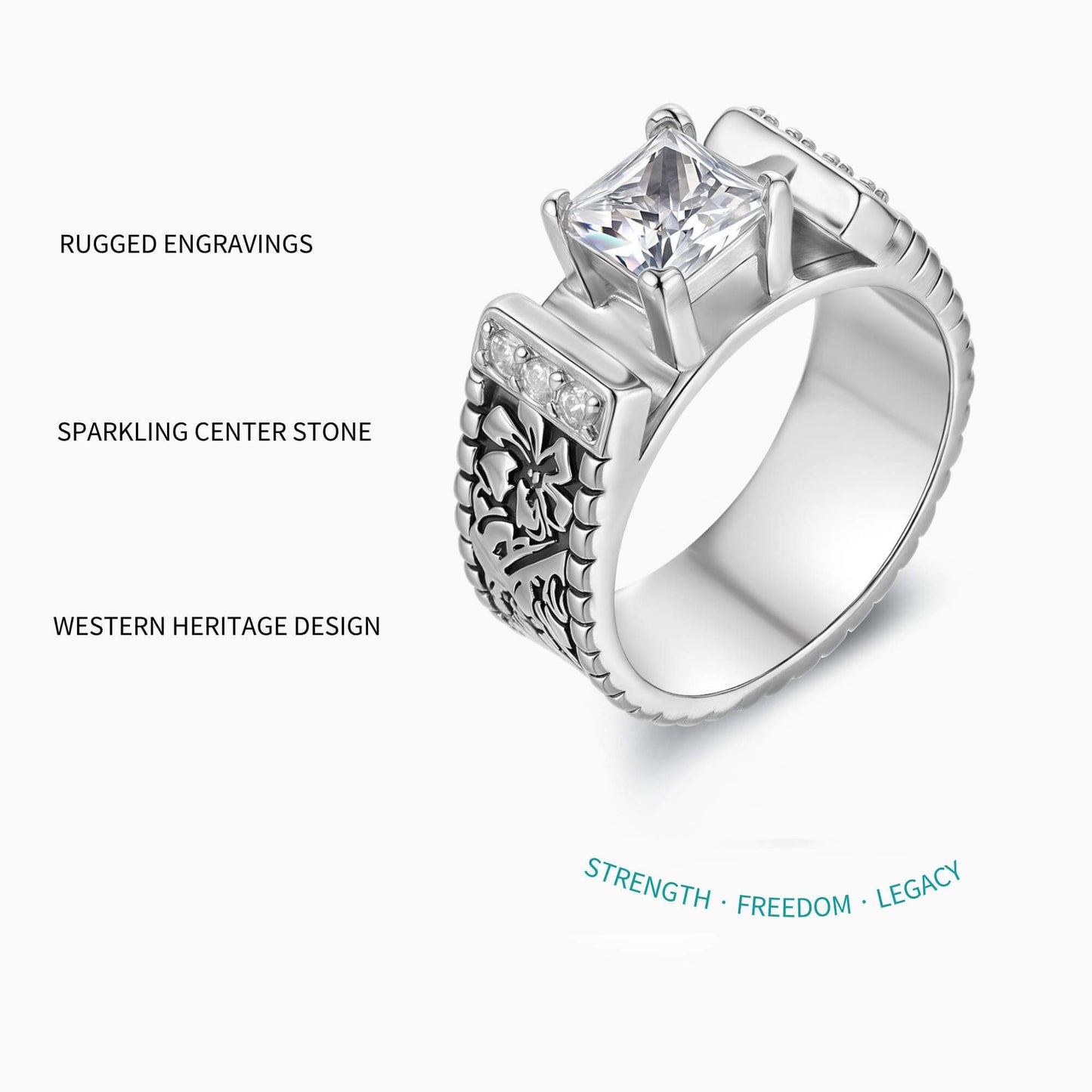 Women Flower Square Diamond Western Wedding Ring
