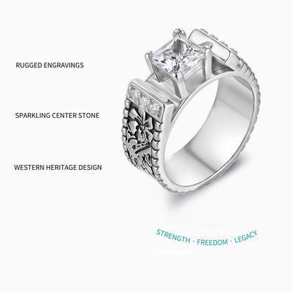 Women Flower Square Diamond Western Wedding Ring