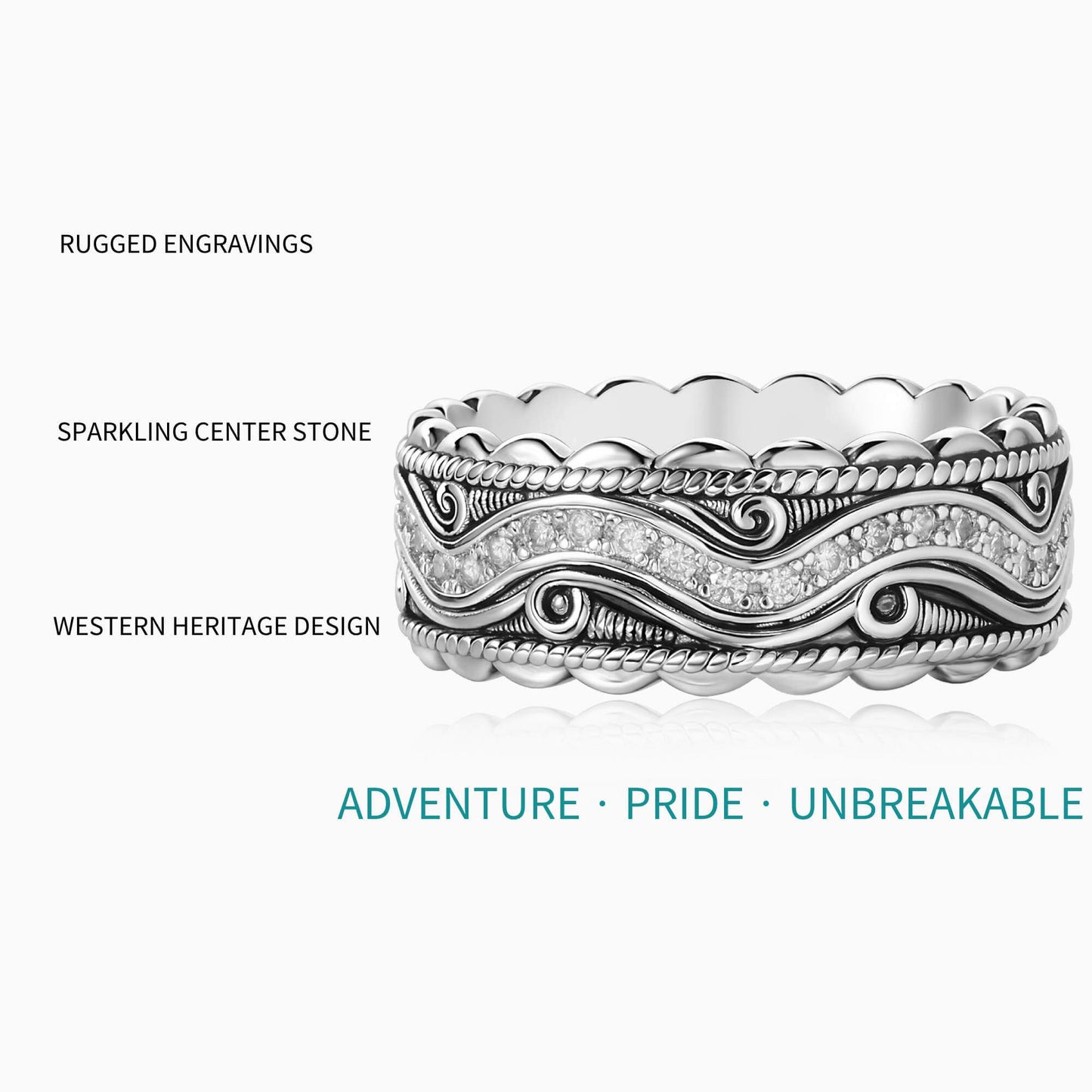 Wave FLower Engraved  Diamond Band Western Rings for Women