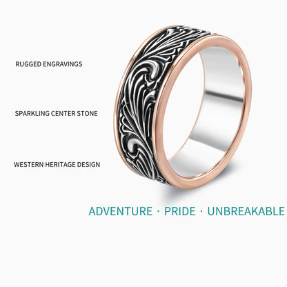 Flower Engraved Band for Men Western Wedding Bands