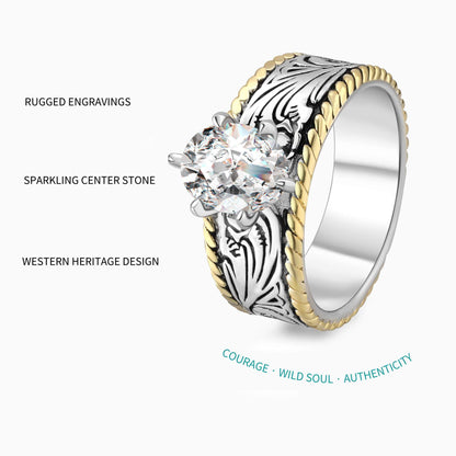Twist Band Oval Cut Zircon Western Wedding Ring