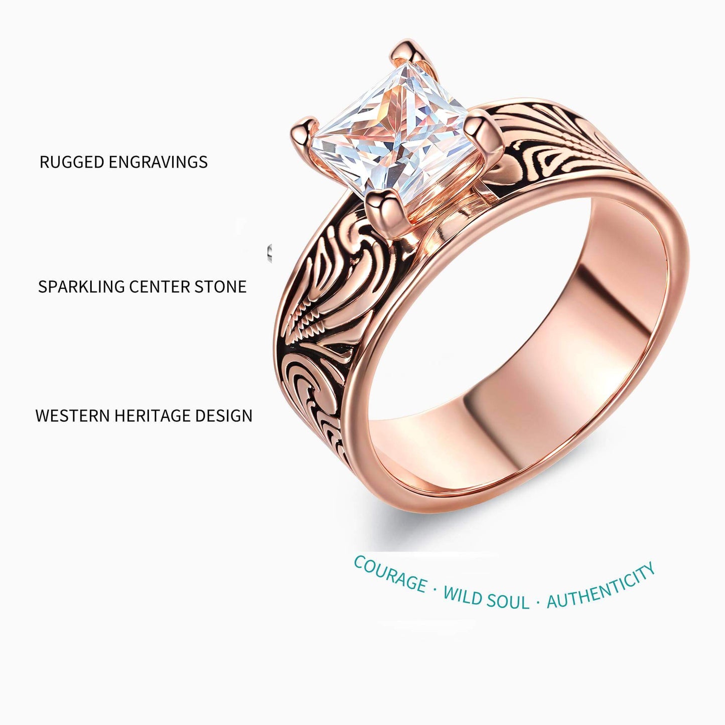 Women Rose Gold Diamond Western Wedding Ring