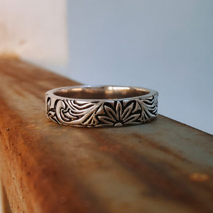 5mm Flower Womens Western Wedding Bands